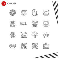 pack de lignes vectorielles modifiables de 16 contours simples de plateau de célébration ajouter du matériel alimentaire éléments de conception vectoriels modifiables vecteur