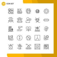 25 symboles de contour de pack d'icônes de style de ligne de jeu d'icônes isolés sur fond blanc pour la conception de site Web réactif fond de vecteur d'icône noire créative