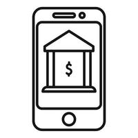 vecteur de contour d'icône de banque en ligne. paiement mobile