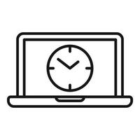 vecteur de contour d'icône d'heures de travail d'ordinateur portable. temps de bureau
