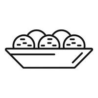 vecteur de contour d'icône de boule de falafel. plaque de cuisson