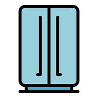 vecteur de contour de couleur d'icône de réfrigérateur à double porte