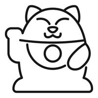 vecteur de contour d'icône de chat porte-bonheur d'asie. chance au japon