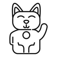 vecteur de contour d'icône de chat porte-bonheur du japon. neko maneki