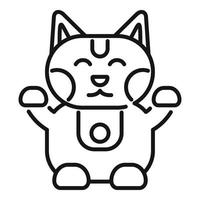 vecteur de contour d'icône de chat porte-bonheur kawaii. japon neko