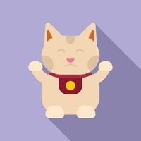 drôle de chat porte-bonheur icône vecteur plat. fortune du japon
