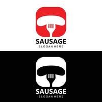 logo de saucisse, vecteur de nourriture moderne, conception pour les marques de grillades, barbecue, magasin de saucisses, hot-dog