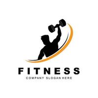 logo de gym, image vectorielle de logo de fitness, conception adaptée à la forme physique, aux équipements sportifs, à la santé du corps, aux marques de produits de compléments corporels vecteur