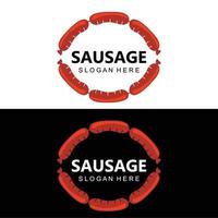 logo de saucisse, vecteur de nourriture moderne, conception pour les marques de grillades, barbecue, magasin de saucisses, hot-dog