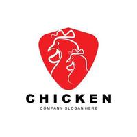 logo de poulet, vecteur d'animaux de ferme, conception pour élevage de poulets, restaurant de poulet frit, café