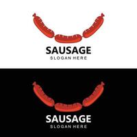 logo de saucisse, vecteur de nourriture moderne, conception pour les marques de grillades, barbecue, magasin de saucisses, hot-dog