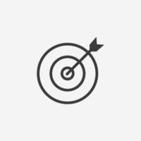objectif, objectif, cible, bullseye, flèche icône vecteur symbole isolé signe