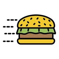 vecteur de contour de couleur icône fast food burger