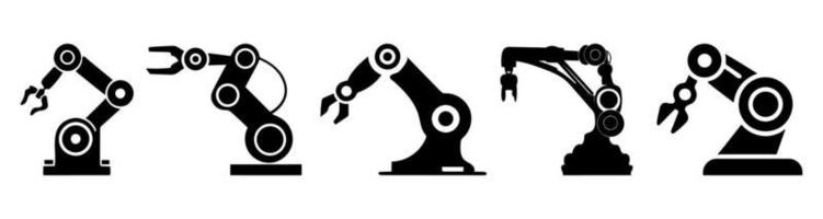 icône de symbole de silhouette de manipulateur de main robotique. vecteur