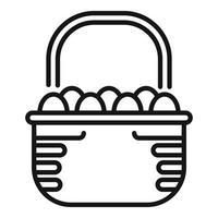 vecteur de contour d'icône de panier d'oeufs. ferme écologique