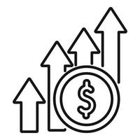 vecteur de contour d'icône de croissance d'argent. développement de la terre