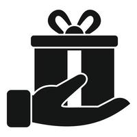 vecteur simple d'icône de charité de boîte-cadeau. donner de l'aide