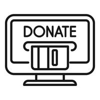 faire un don d'argent en ligne vecteur de contour d'icône. aide caritative