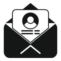 vecteur simple d'icône de courrier cv ouvert. travail en ligne