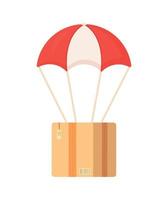 illustration vectorielle d'une boîte volante isolée sur des ballons. isolé sur fond blanc boîte volante. livraison de colis inhabituelle. vecteur