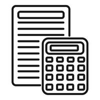 vecteur de contour d'icône de rapport de calculatrice. papier d'affaires