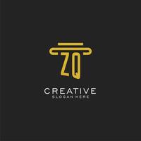 logo initial zq avec un design de style pilier simple vecteur