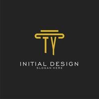 logo initial ty avec un design de style pilier simple vecteur