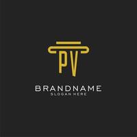 logo initial pv avec un design de style pilier simple vecteur
