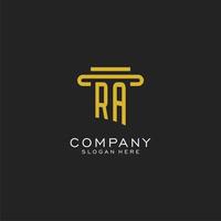 logo initial ra avec un design de style pilier simple vecteur