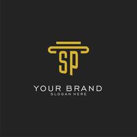 logo initial sp avec un design de style pilier simple vecteur