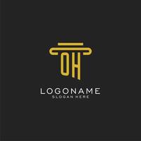 oh logo initial avec un design de style pilier simple vecteur