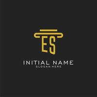 logo initial es avec un design de style pilier simple vecteur