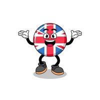 Caricature du drapeau du Royaume-Uni à la recherche d'un geste heureux vecteur