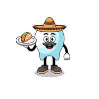 personnage de dessin animé de dent en tant que chef mexicain vecteur