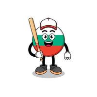 dessin animé de mascotte de drapeau de la bulgarie en tant que joueur de baseball vecteur