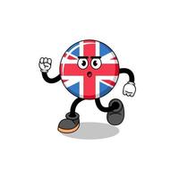 illustration de mascotte de drapeau du royaume uni en cours dexécution vecteur