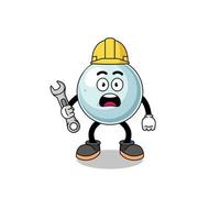 illustration de personnage de boule d'argent avec erreur 404 vecteur