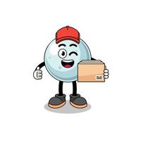 caricature de mascotte de boule d'argent en tant que courrier vecteur