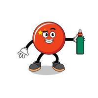 dessin animé illustration drapeau chine tenant un anti-moustique vecteur