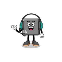 mascotte illustration du clavier une touche en tant que service client vecteur