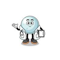 mascotte de dessin animé de médecin boule d'argent vecteur