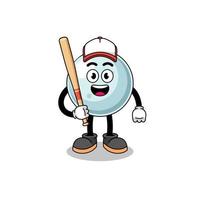 caricature de mascotte de boule d'argent en tant que joueur de baseball vecteur
