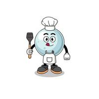 mascotte, illustration, de, boule argent, chef cuisinier vecteur