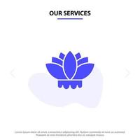 nos services fleur chine chinois solide glyphe icône modèle de carte web vecteur