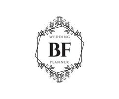 collection de logos de monogramme de mariage lettre initiales bf, modèles minimalistes et floraux modernes dessinés à la main pour cartes d'invitation, réservez la date, identité élégante pour restaurant, boutique, café en image vectorielle vecteur