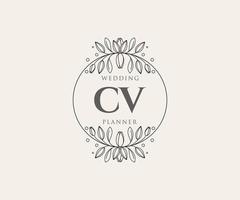 cv initiales lettre mariage monogramme logos collection, modèles minimalistes et floraux modernes dessinés à la main pour cartes d'invitation, réservez la date, identité élégante pour restaurant, boutique, café en image vectorielle vecteur