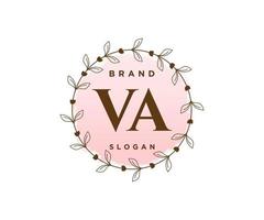initiale va logo féminin. utilisable pour les logos nature, salon, spa, cosmétique et beauté. élément de modèle de conception de logo vectoriel plat.