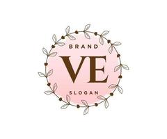 initiale ve logo féminin. utilisable pour les logos nature, salon, spa, cosmétique et beauté. élément de modèle de conception de logo vectoriel plat.