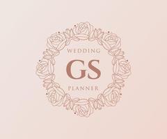 gs initiales lettre collection de logos de monogramme de mariage, modèles minimalistes et floraux modernes dessinés à la main pour cartes d'invitation, réservez la date, identité élégante pour restaurant, boutique, café en image vectorielle vecteur