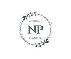 np initiales lettre collection de logos de monogramme de mariage, modèles minimalistes et floraux modernes dessinés à la main pour cartes d'invitation, réservez la date, identité élégante pour restaurant, boutique, café en image vectorielle vecteur